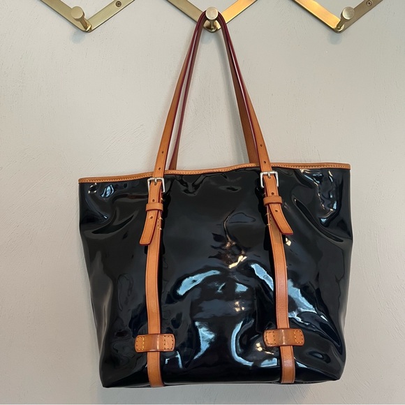 Vintage Dooney & Bourke black patent leather tote handbag - Picture 12 of 14